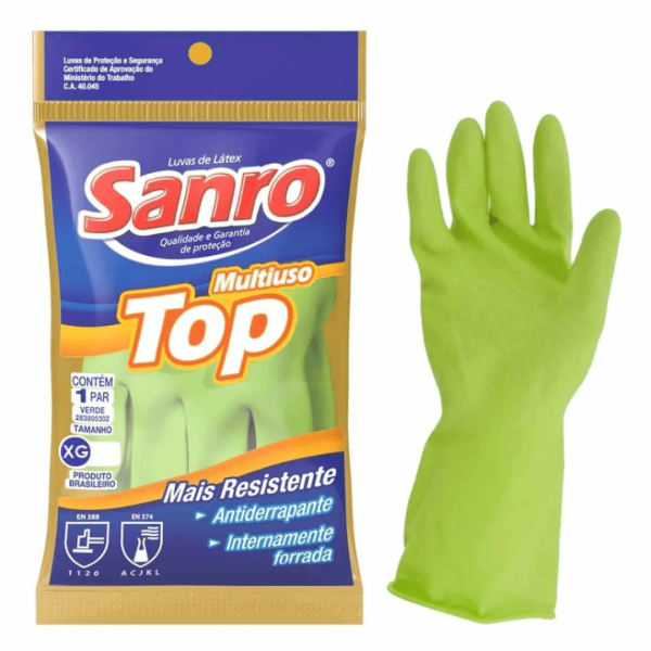Luva de Látex Sanro Verde