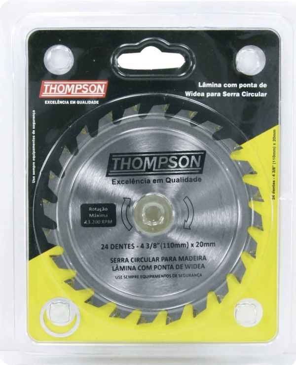 Disco de Serra Wídea 4 3/8" (110mm) com 24 Dentes – Thompson