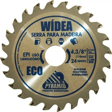 Disco de Serra Wídea 4 3/8" (110mm) com 24 Dentes – Linha ECO